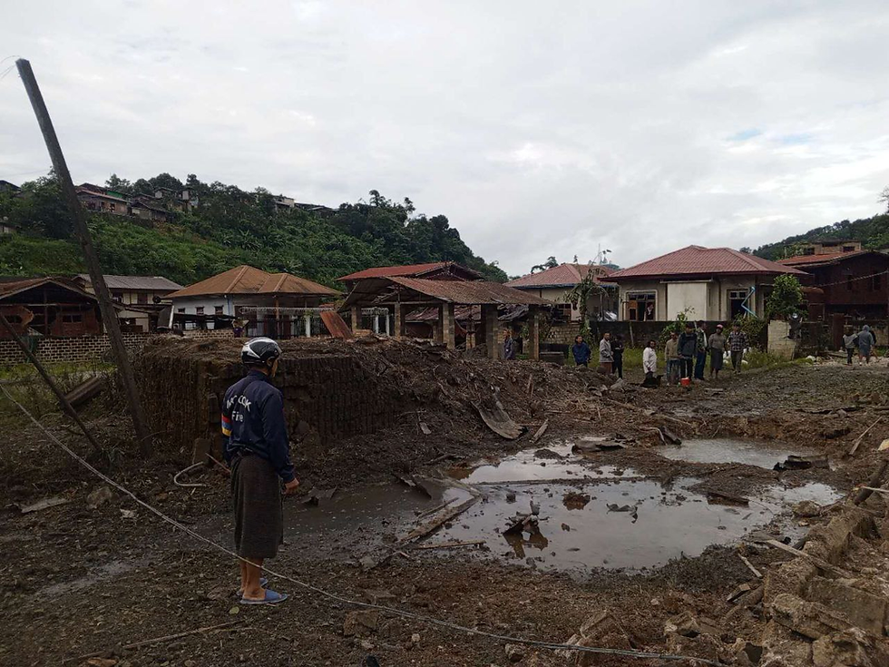 ၂၀၂၅၊ စက်တင်ဘာ ၁၆ရက်မနက်ပိုင်းက မိုးကုတ်မြို့ကိုလေကြောင်းဗုံးကြဲအပြီး မြင်တွေ့ရပုံ(ဓါတ်ပုံ-TNLA)