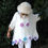 Miniature : Femme coklico pull oversize blanc losanges crochet fait main