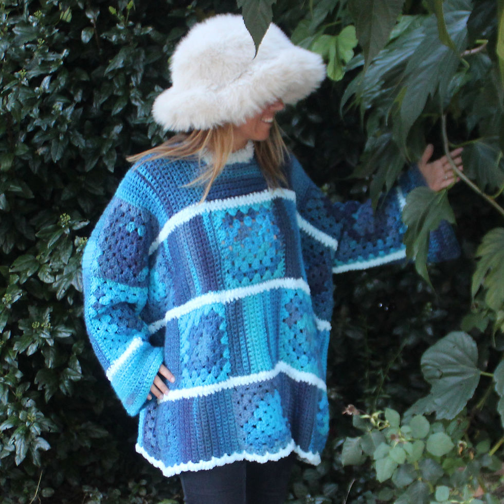 femme coklico pull tunique grande taille bleu dégradé fait main