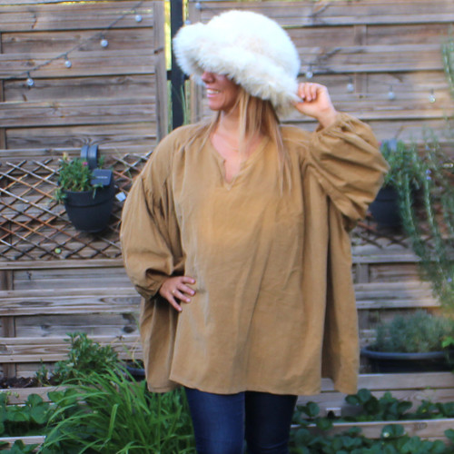 Coklico Tunique Camel Velours Milleraies Oversize Grande taille