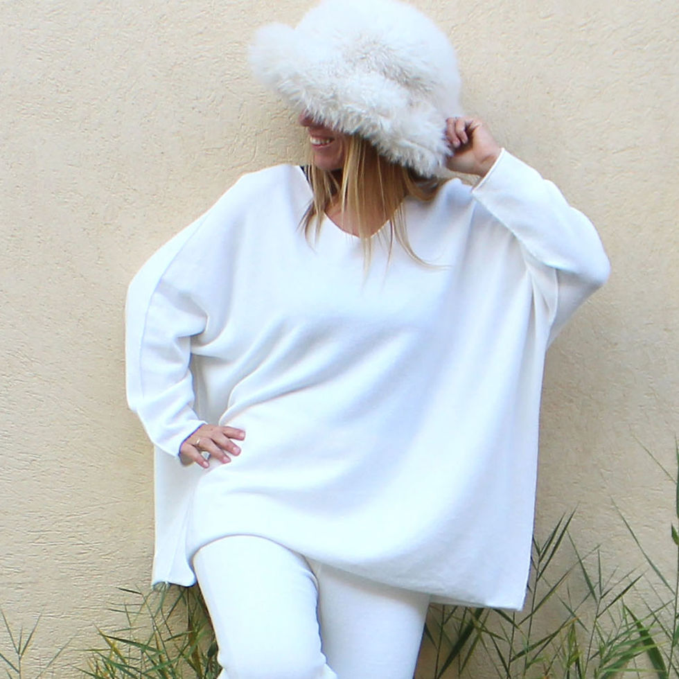 Femme Coklico Pull Blanc Grande Taille Toucher cachemire