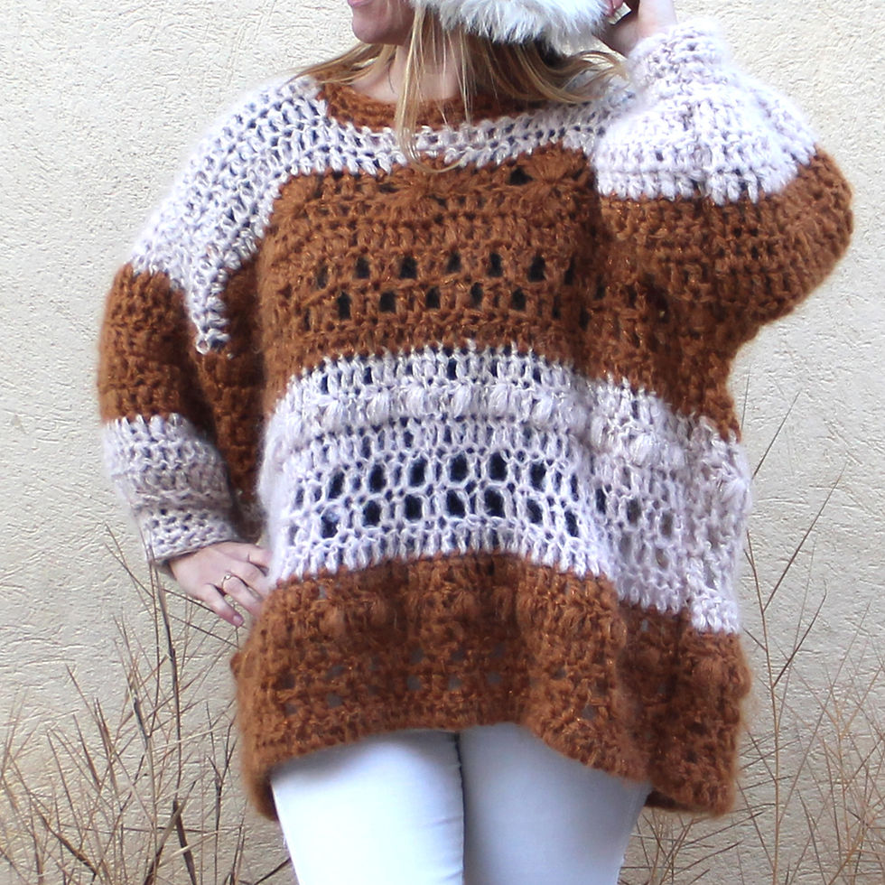 femme coklico pull oversize mohair beige marron