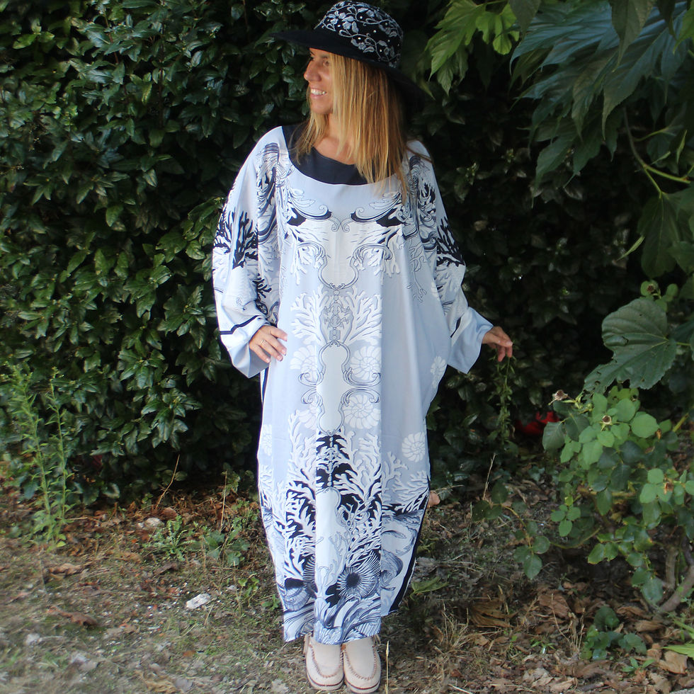 femme coklico robe caftan gris blanc noir grande taille