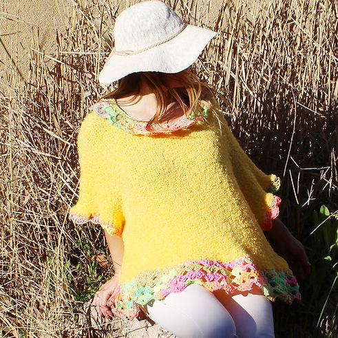 FEMME COKLICO PULL TUNIQUE JAUNE GRANDE TAILLE FAIT MAIN.JPG