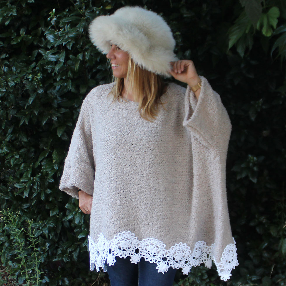 femme coklico pull oversize beige dentelle grande taille