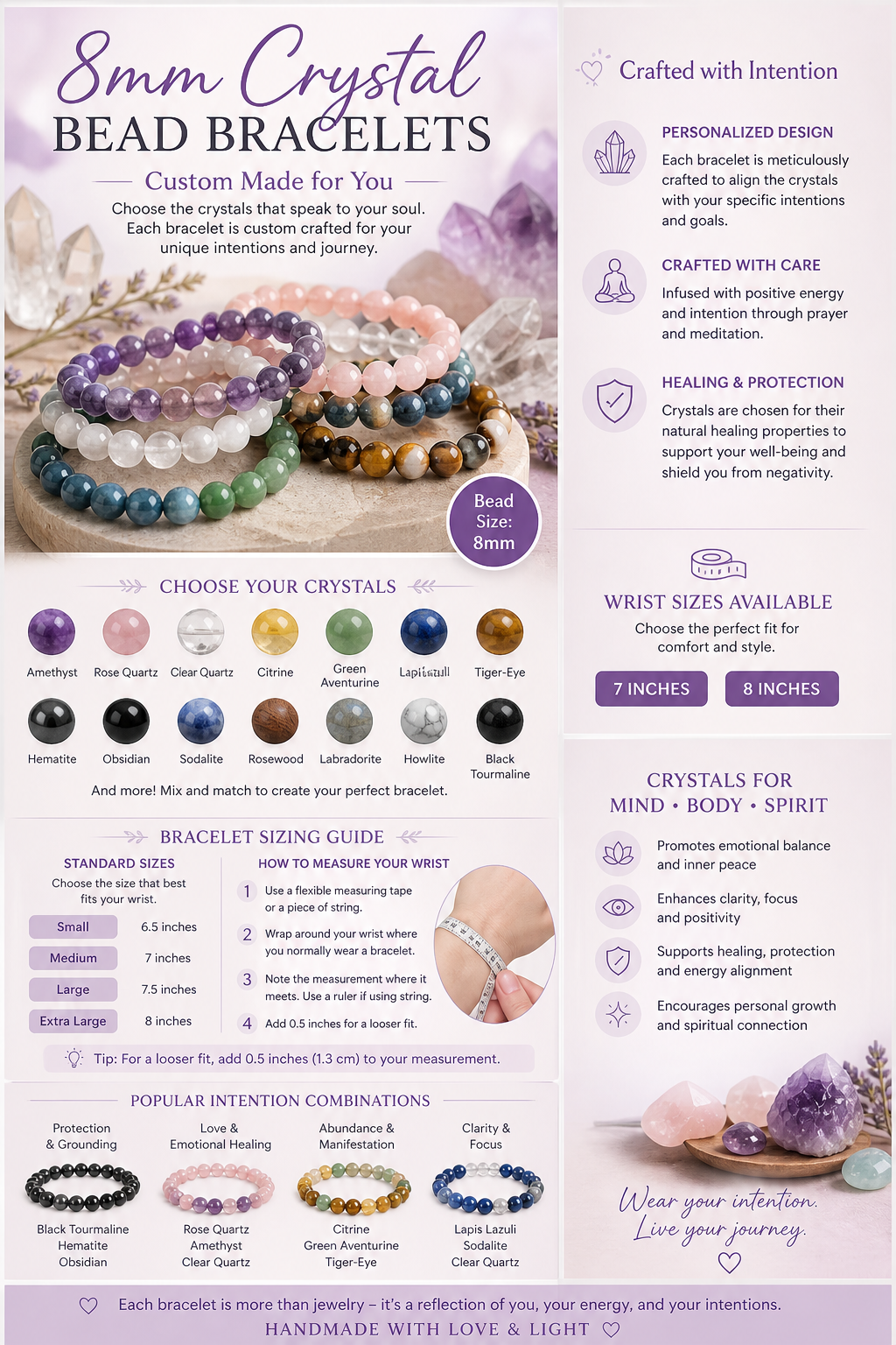 Custom Intention Crystal Bracelet – 8mm Healing Beads