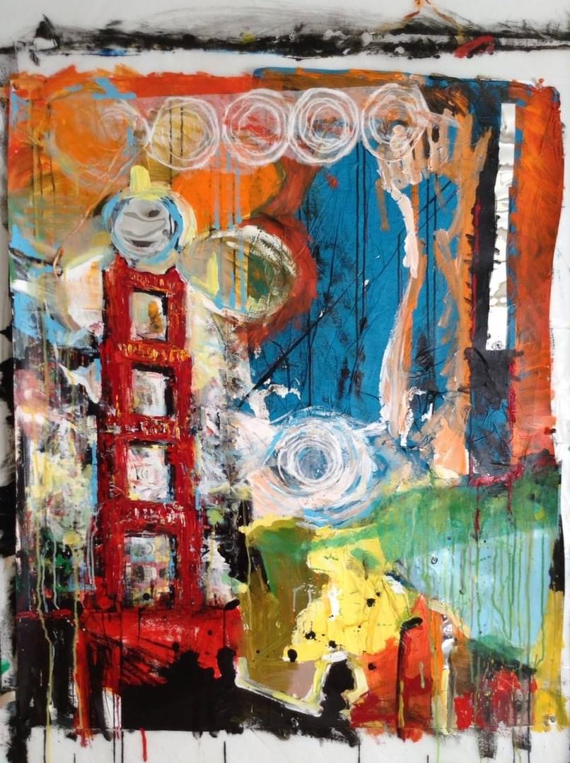 Abstract Acrylic Painting: The Collaborative Mosaic at Sharon Art Studio