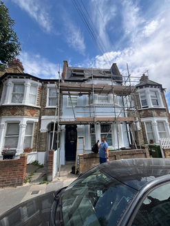 Scaffolding for full exterior redecoration of a period house by PK Decorating Wimbledon