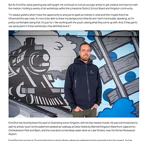 EronOne standing in front of mural - Meet the Maker