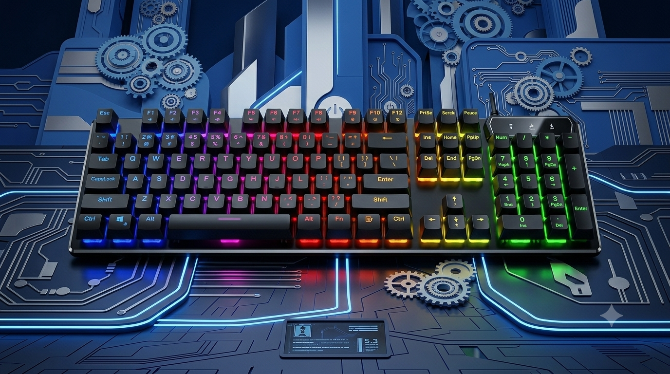 Teclado Gamer Semi-mecânico RGB LED retroiluminado Computador Pc