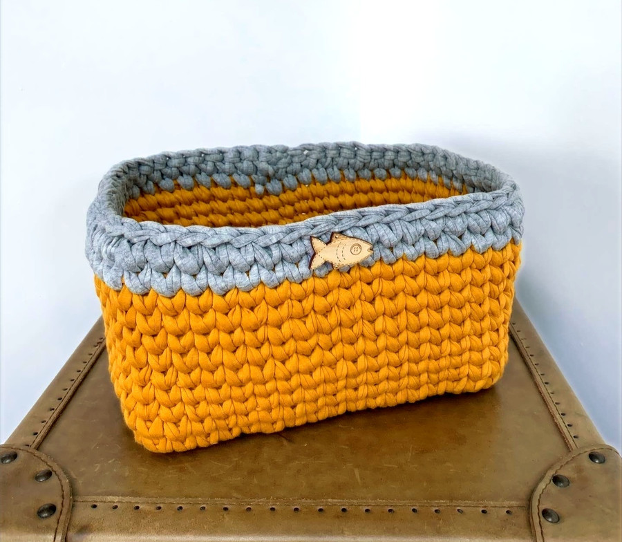 Handmade Crocheted Square Basket