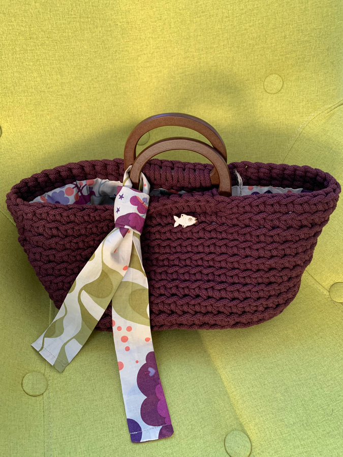 Wooden handled handbag
