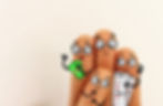 Four fingers with faces and money issues