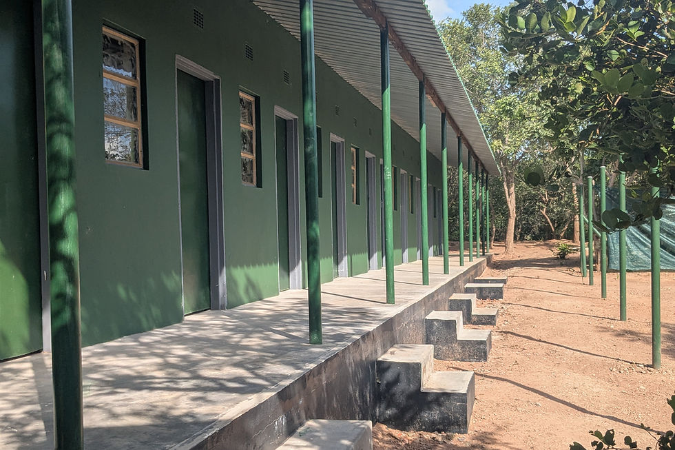 The newly commissioned 20-room ranger accommodation facility at GRI's Musa Field Headquarters, located in the Nkala Game Management Area, adjacent to Kafue National Park.