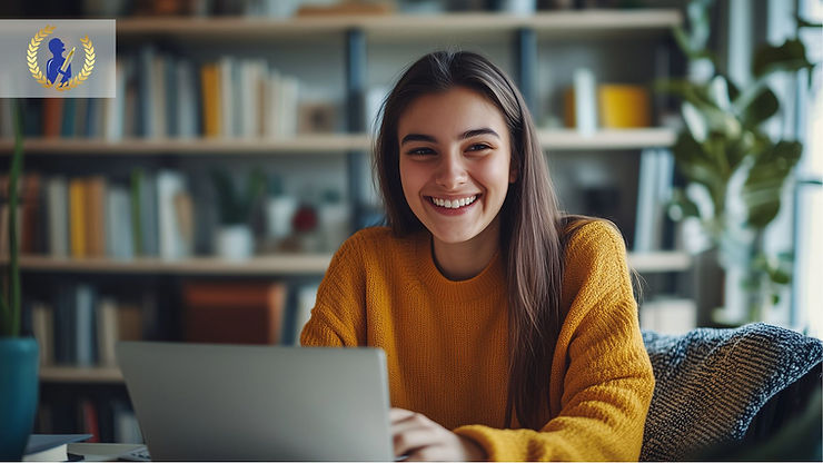 Studentin sitzt in Online Klausur mit Live Proctoring