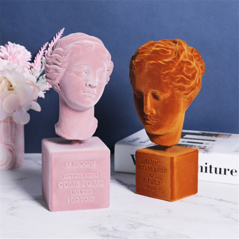 Thumbnail: Flocking Resin Greek Goddess Head Portraits Creative Art Sculpture Statue Resin