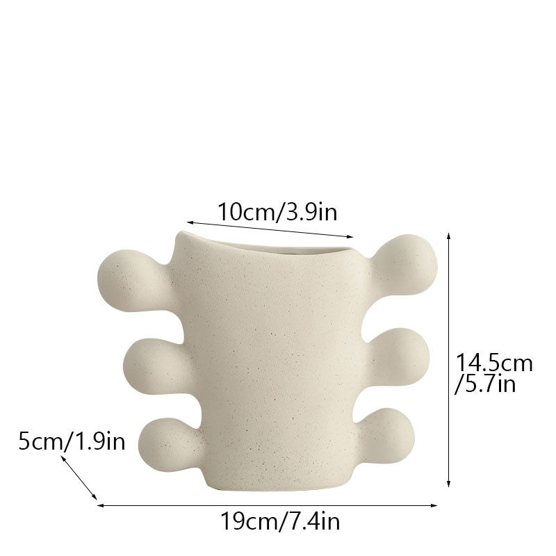 Thumbnail: CAPIRON Unglazed Ceramic Nordic Vase Flower Decorative White Modern Minimalist 
