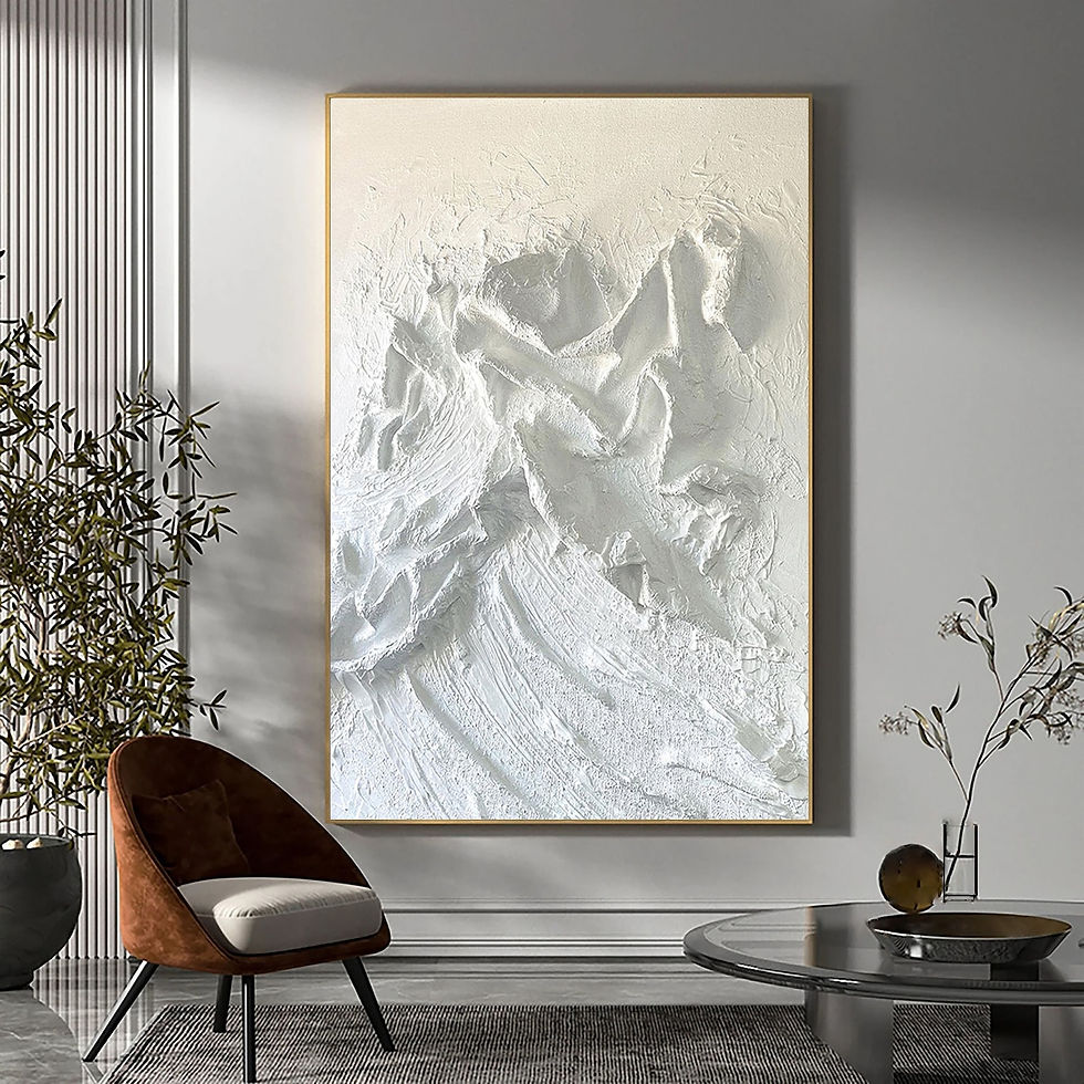 Thumbnail: 3D white Wabi-sabi wall art abstract Handmade painting modern living Room