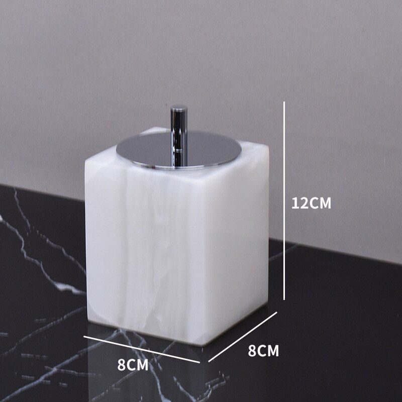 Thumbnail: White Onyx Natural Marble Set for Bathroom Soap Dispenser Toothbrush Holder Ash