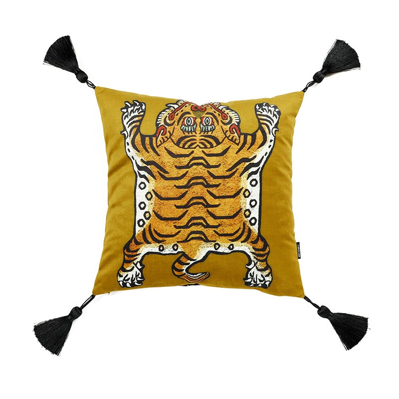 Thumbnail: DUNXDECO Cushion Cover Decorative Square Pillow Case Vintage Artistic Tiger