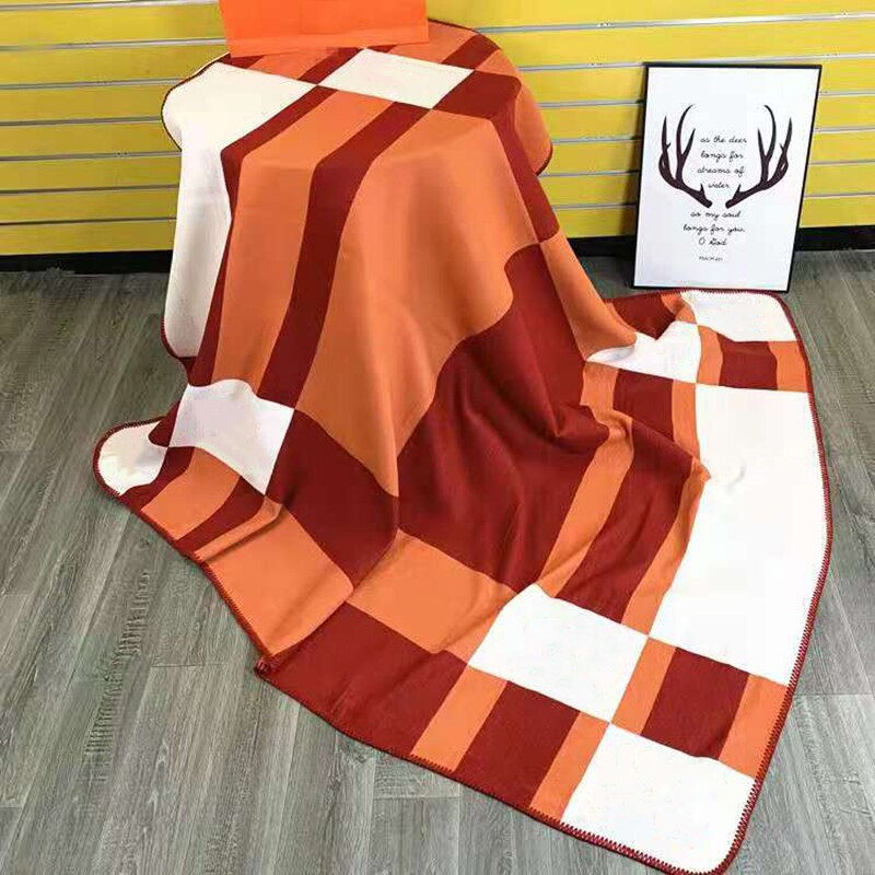 Thumbnail: Luxury Plaid H Blanket Brand Cashmere Blend Sofa Cover Wool Air-Condition Nap