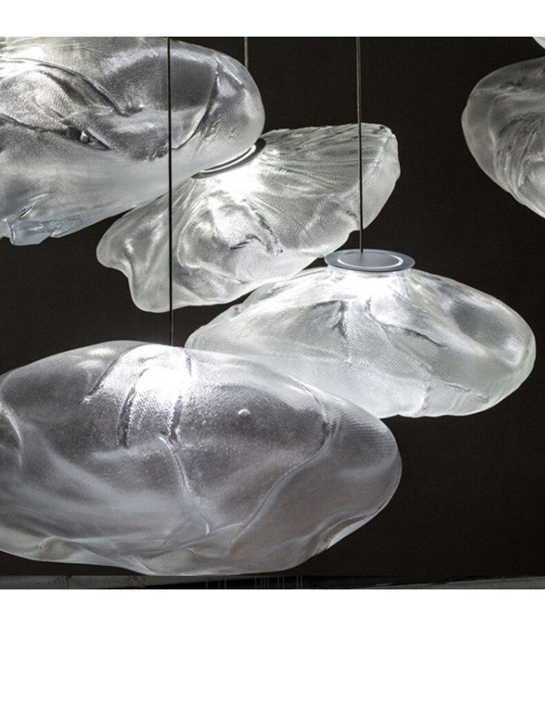 Thumbnail: Cloud Design Smoky Grey Glass Pendant Light  Art Hanging Lamp Decorative Blown 