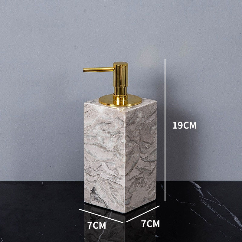Thumbnail: Wholesale Bathroom Accessories Sets Elegant Natural Marble Liquid Soap Dispense