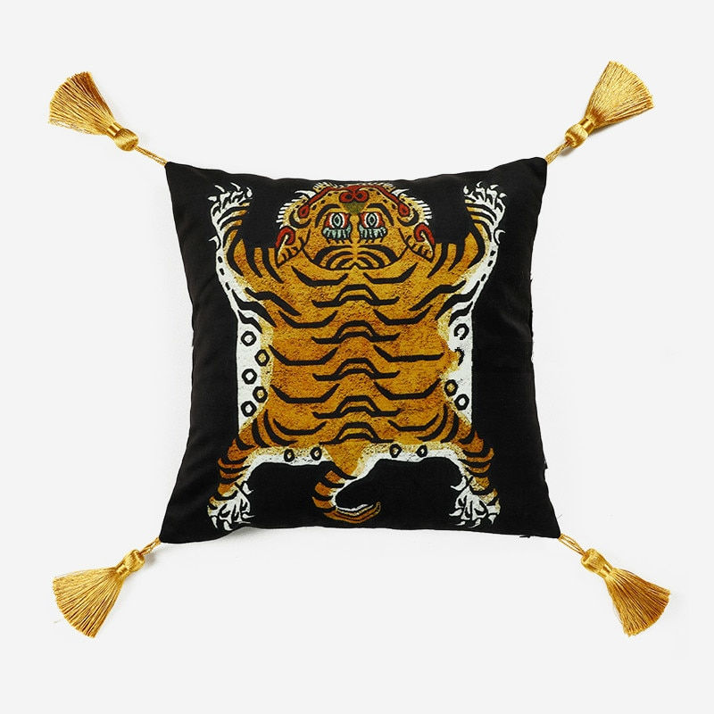 Thumbnail: DUNXDECO Cushion Cover Decorative Square Pillow Case Vintage Artistic Tiger
