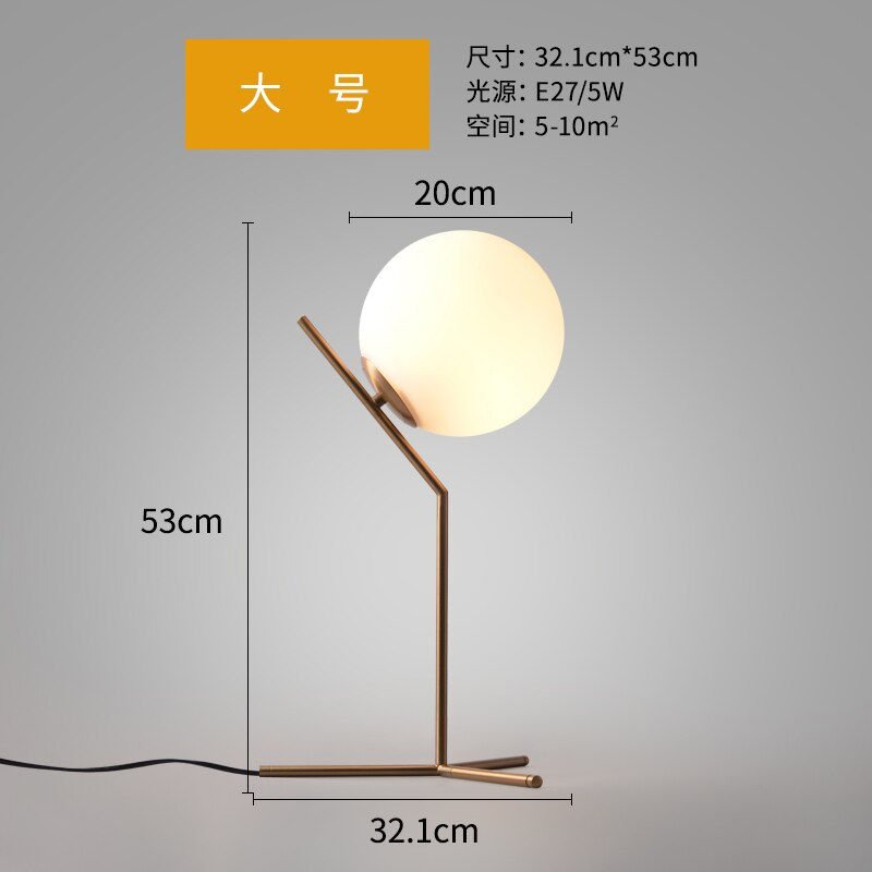 Thumbnail: Nordic Glass Ball Led Table Lamp Gold Metal Table Light Living Room Beside Lamp