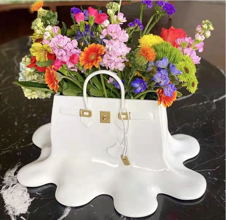 Thumbnail: Creatitive Resin Flowers Bag Vase Home Decor Study Office Dining Table Vase Bag