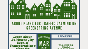 Traffic Calming on Greenspring Avenue - Meeting with DOT on 3/25 on Zoom