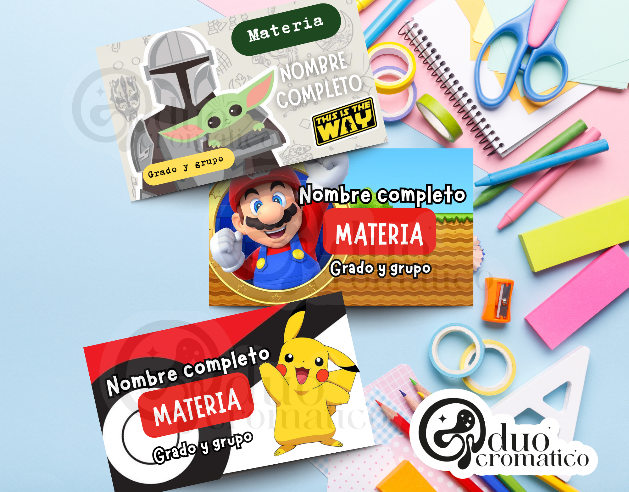 9 Etiquetas Escolares Personalizadas – Editable en Canva