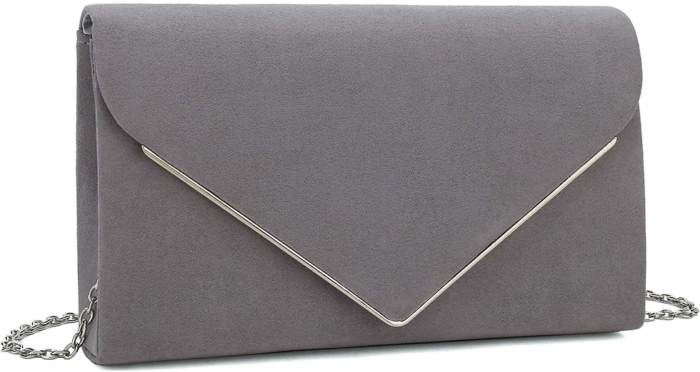 Thumbnail: Faux Suede Clutch Bag Elegant Metal Binding Evening Purse for Wedding/Prom/Black