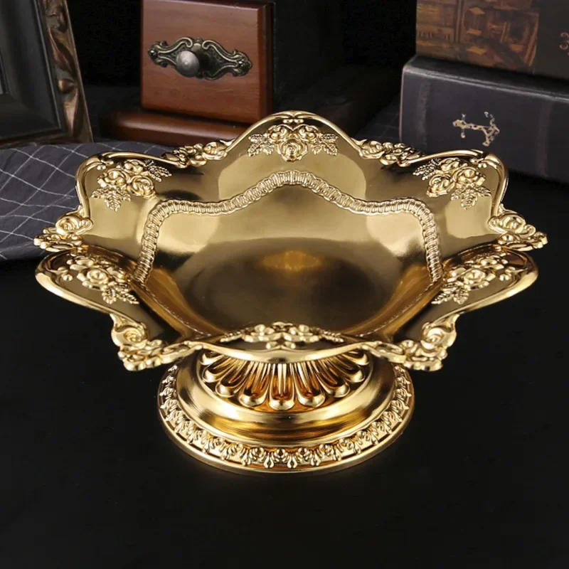 Thumbnail: Iron Metal Crystal Glass Fruit Tray Home Living Room Tea Table Home Storage Tray