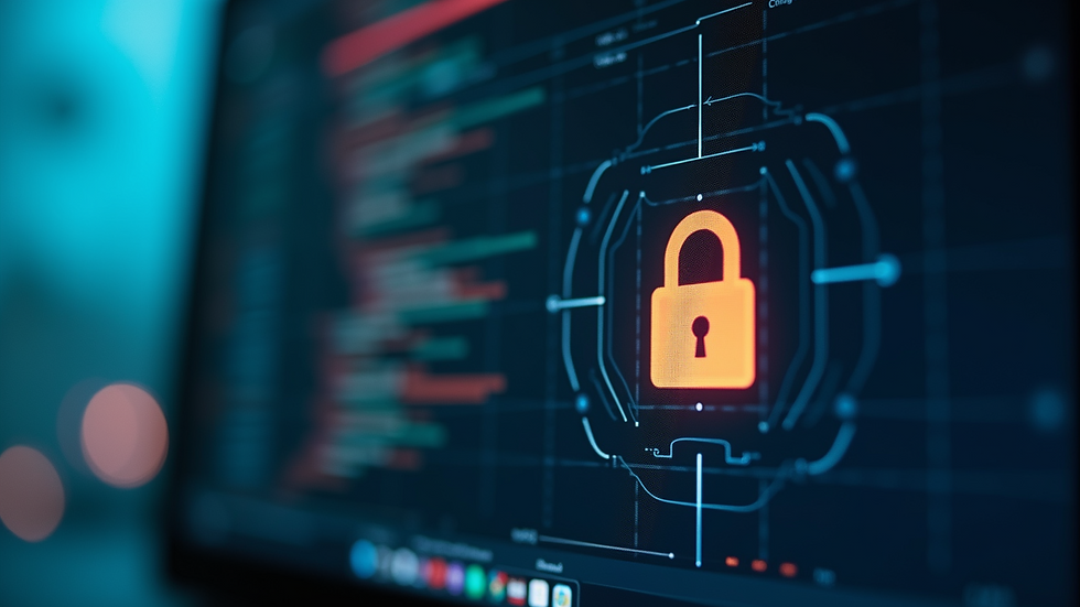 Close-up view of a digital lock icon on a computer screen