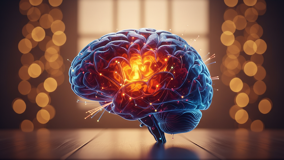 Close-up view of a brain model highlighting emotional centers