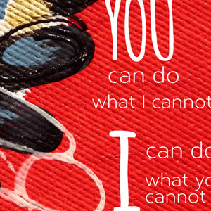 Organic Shapes with quote on red background