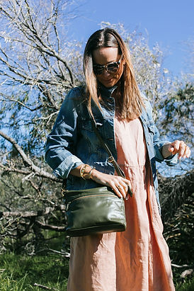 Bahru Leather Mini Rome Army Crossbody B