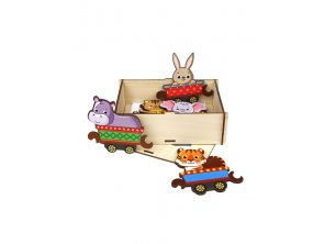 Փայտե զարգացնող խաղալիք՝ գնացք կենդանիներով, շուրջպար