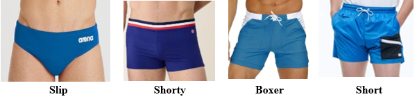 ÉTIQUETTE ET NOMS DES MAILLOTS DE BAIN MASCULINS