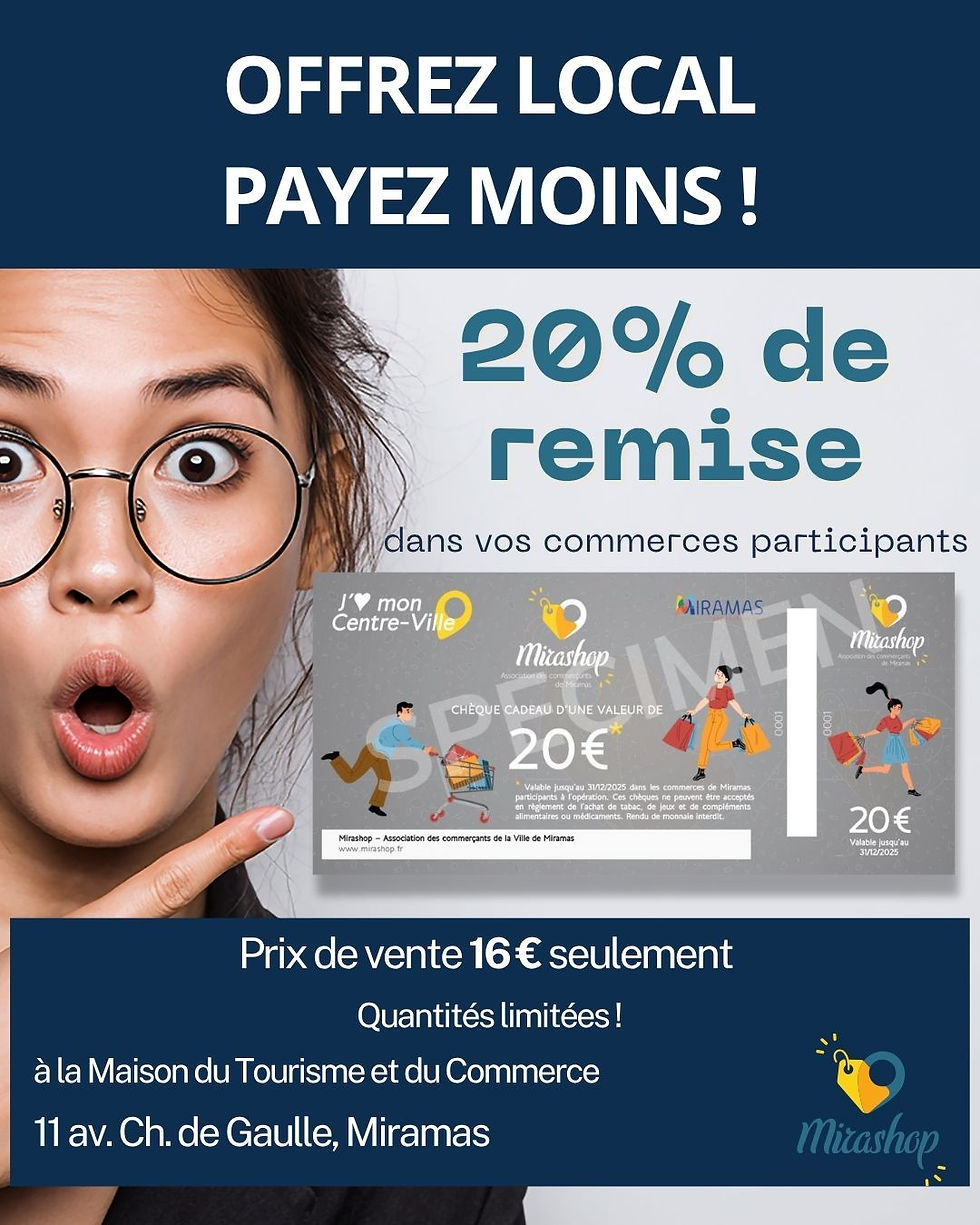 20% de remise pour la fin d'année 2025 chez vos commerçants !