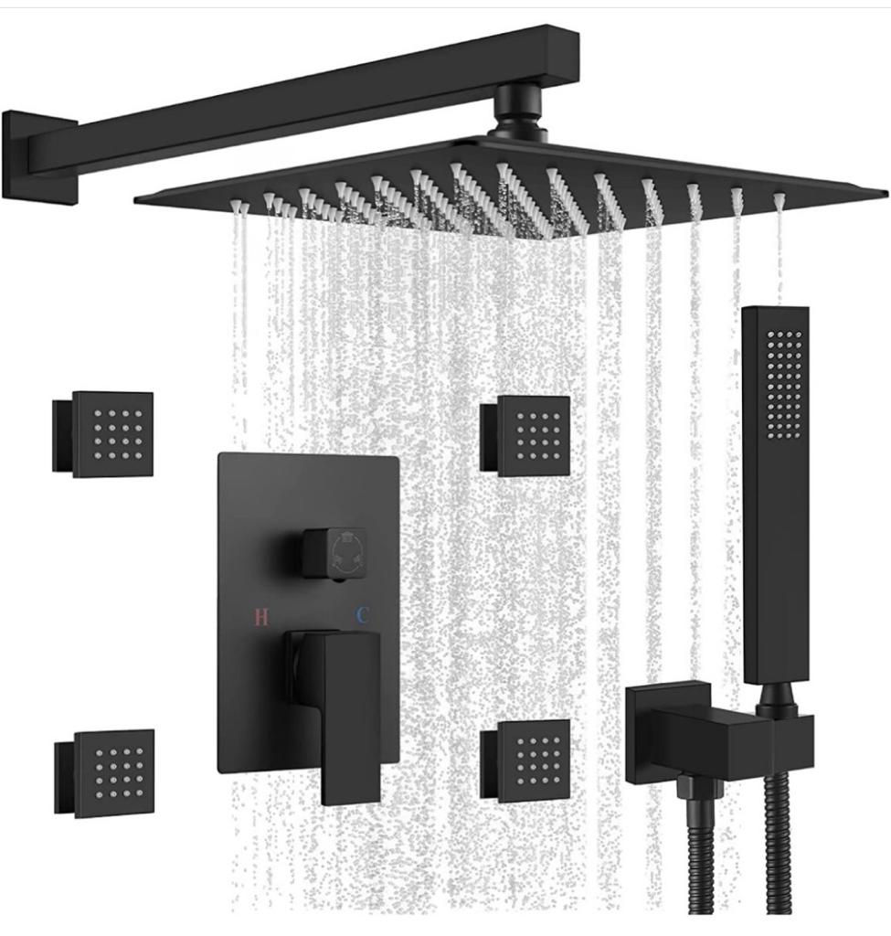 set ducha 3 vias hidroject black