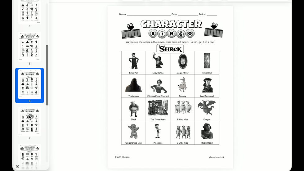 Thumbnail: Movie Character Bingo | SHREK