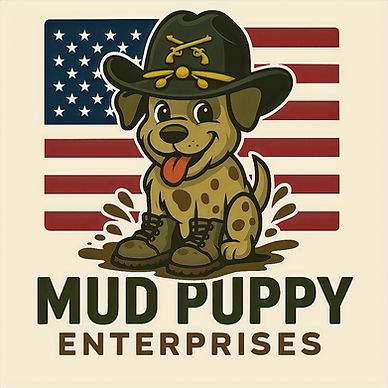 Puppy Logo with Stetson Hat and American Flag