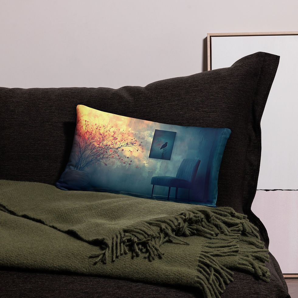 Moody & Elegant Framed Bird Art Basic Pillow