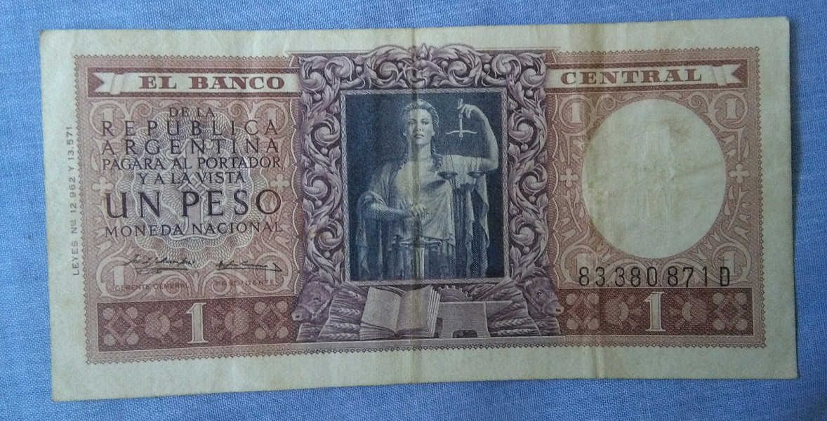 Billete de un peso moneda nacional - serie D
