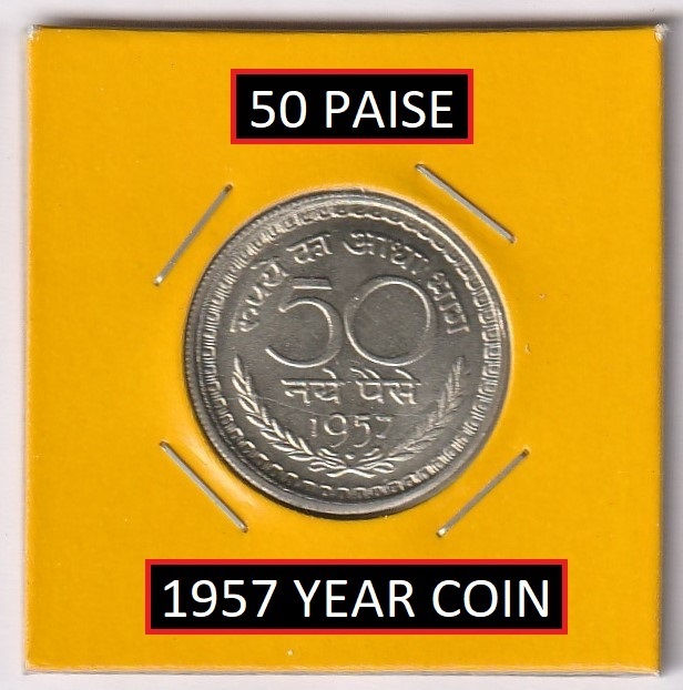 50 Naye Paise 1957 Republic India Old and Rare Fancy Coin