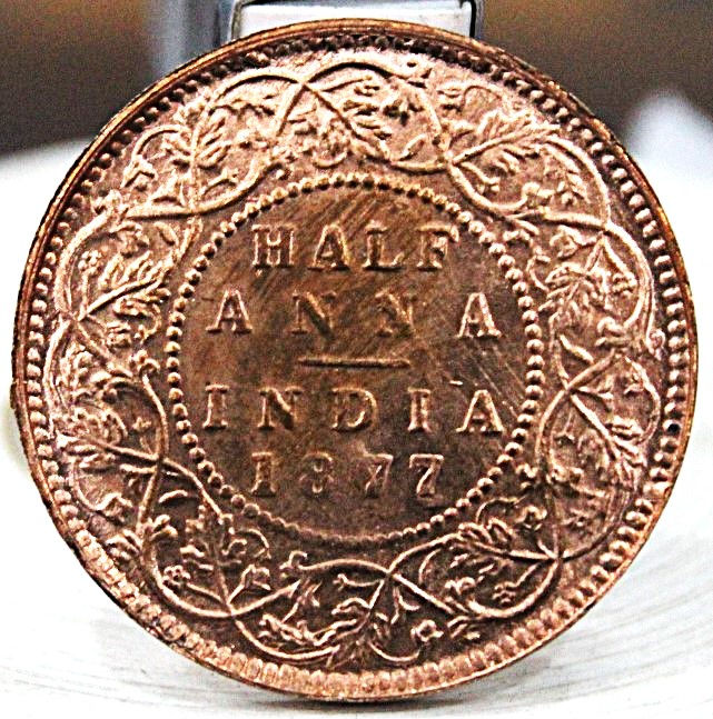Half Anna 1877 **Victoria Queen** British India Old and Rare Copper Coin