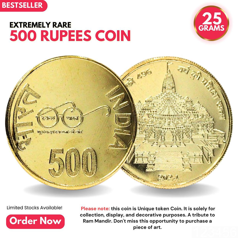 500 Rupees (Ayodhya Ram Mandir) Collectible Goldplated Rare Fancy Coin