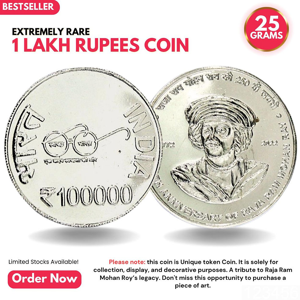 1 Lakh Rupees - Raja Ram Mohan Ray - Collectible Silverplated Rare Fancy Coin